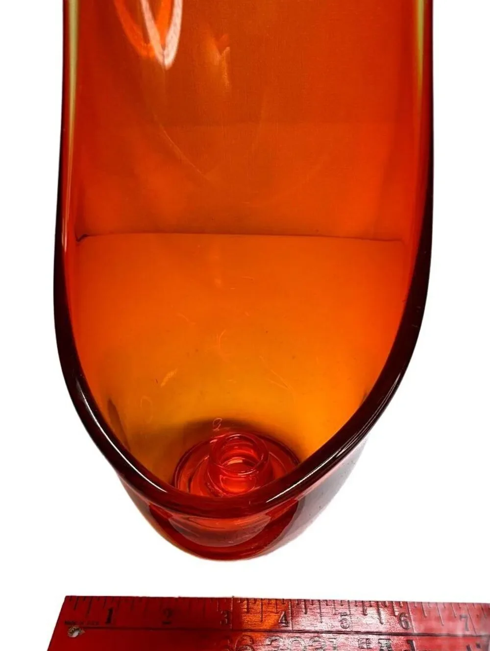 VTG MCM Viking Art Glass Epic Taperglow Amberina Orange Taper Candle Holder 16